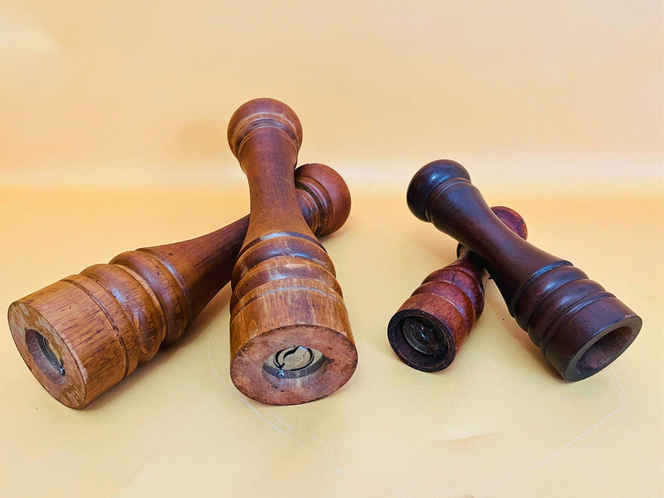 Vintage Marlux pepper grinder set 4-piece wooden mills
