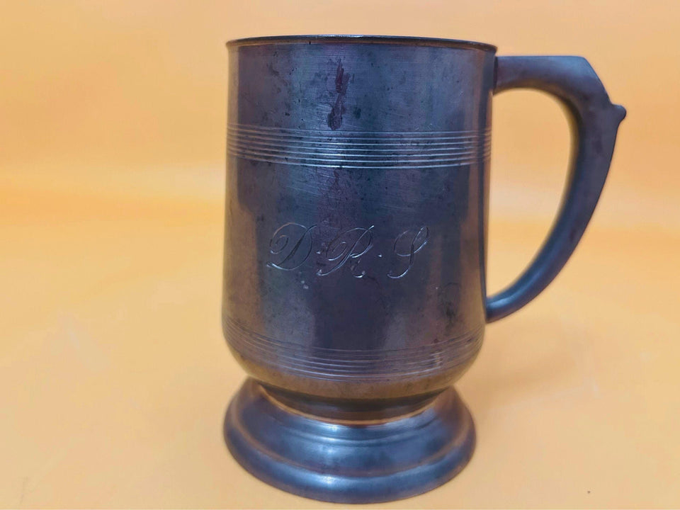 Vintage Pewter Beer Mugs (Set of 2) - Engraved Dragon Tankards - Medieval Style Barware