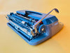 Amaya Deluxe Typewriter – 1970s Blue & Beige Portable Manual Typewriter with Case