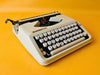 Working White Hermes Baby Typewriter | Swiss Ultra-Portable Typewriter with Case