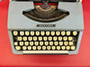 Brother Blue Metal Typewriter - Working 1970s Manual Machine - AZERTY with Case