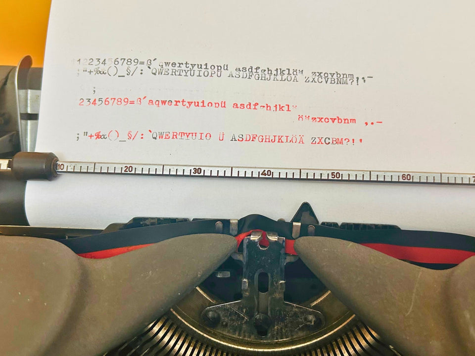 Rheinmetall KST typewriter typing sample black and red ribbon tested