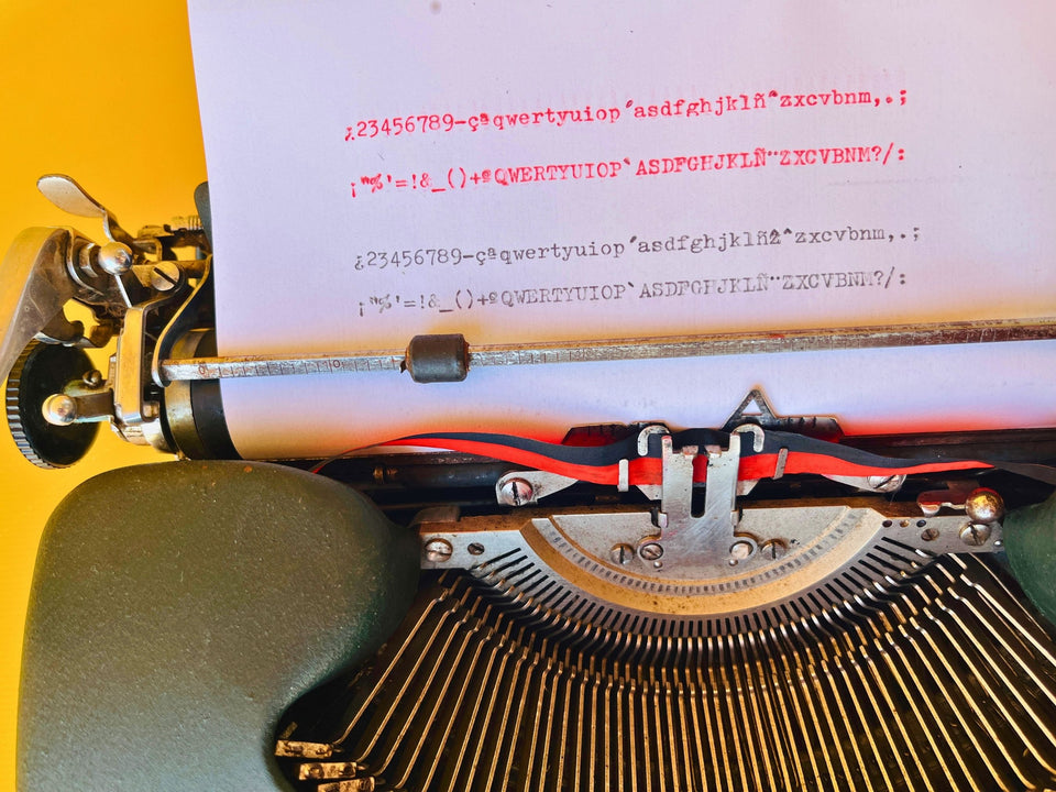 Typing sample from serviced Patria Portable typewriter with black and red ribbon