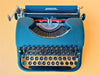 Close-up of Patria Portable typewriter keys showing Spanish QWERTY layout with Ñ
