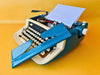 Imperial Safari Typewriter | Blue & White Portable Manual Typewriter | Spanish QWERTY | Serial S49 056912