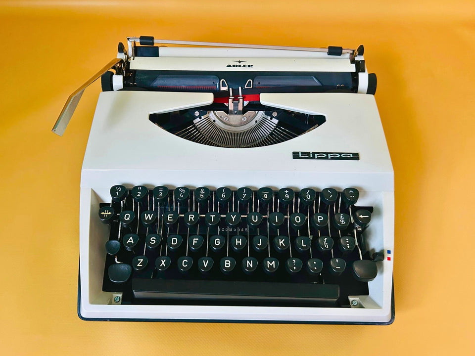Vintage Adler Tippa typewriter in white professionally serviced and ready to write