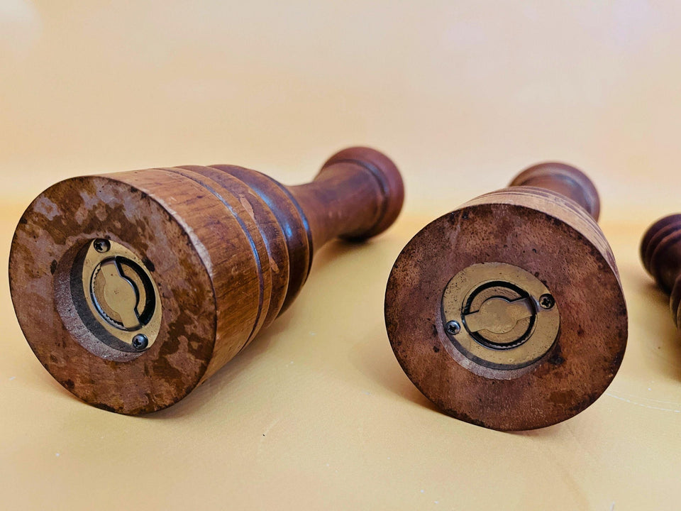 Vintage Marlux pepper grinder set in use kitchen table setting