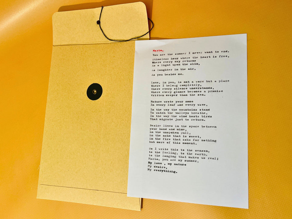 Custom Typewriter Poem Personalized Digital Or Physical Typed Poem