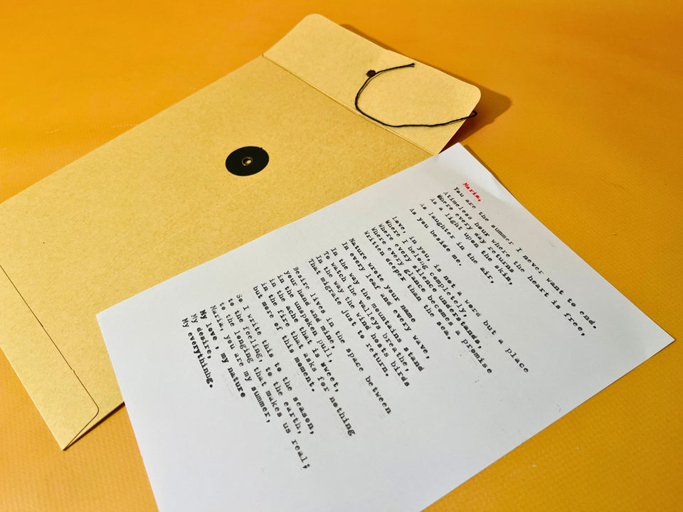 Custom Typewriter Poem Personalized Digital Or Physical Typed Poem