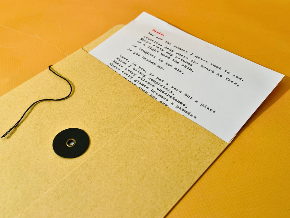 Custom Typewriter Poem Personalized Digital Or Physical Typed Poem