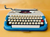 Working Typewriter Princess 300 Blue With Leather Case QWERTY