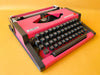 Vintage Olympia Traveller De Luxe Typewriter - Custom Pink Working Typewriter with Case QWERTY