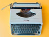 Working typewriter Underwood 18 gray top-down keyboard view