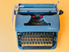 Working typewriter Olympia SM3 teal top-down keyboard view