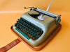 Working typewriter Erika Model 10 sage green front view