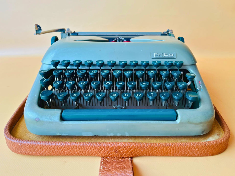 Working Typewriter Erika Model 10 Sage Green With Case And Brushes