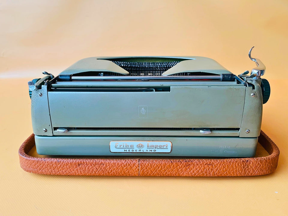 Working Typewriter Erika Model 10 Sage Green With Case And Brushes