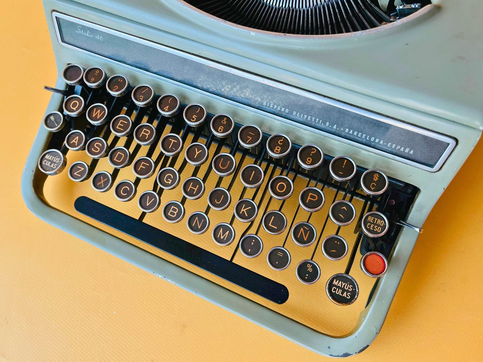 Working Hispano Olivetti Studio 46 | Rare Glass Keys | Sage Green