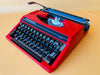 Working typewriter Sperry Remington Idool red main view with case