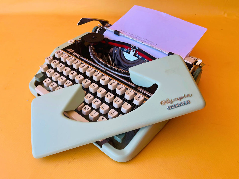 Working Typewriter Olympia Splendid 33 Custom Painted Cyan 1963