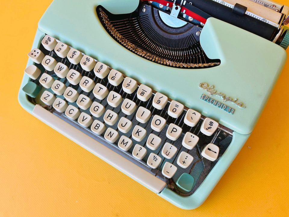 Working Typewriter Olympia Splendid 33 Custom Painted Cyan 1963