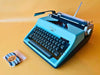 Olympia Monica | 1969 West German Icon | SM8 Working Typewriter Custom Cyan With Case