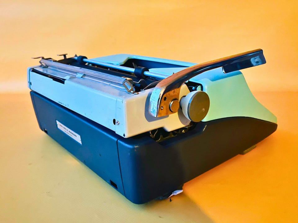 Olympia Monica | 1969 West German Icon | SM8 Working Typewriter Custom Cyan With Case