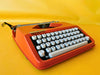 Working Typewriter Hermes Baby Orange 1969 With Case