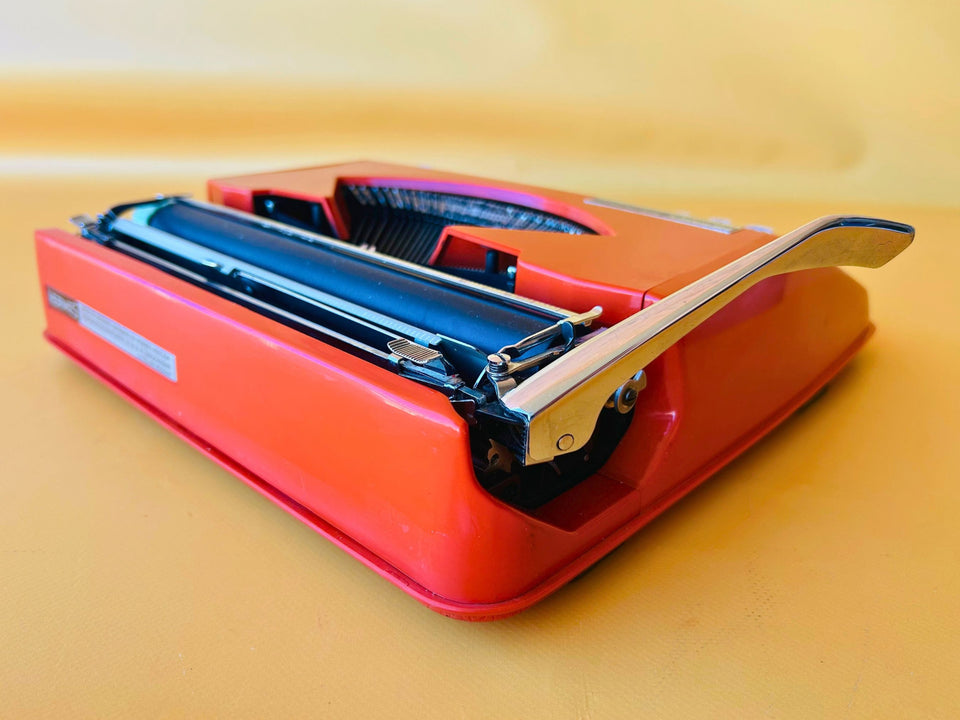 Working Typewriter Hermes Baby Orange 1969 With Case