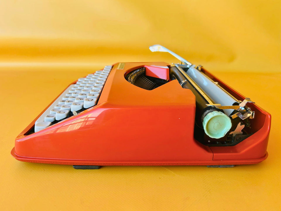 Working Typewriter Hermes Baby Orange 1969 With Case