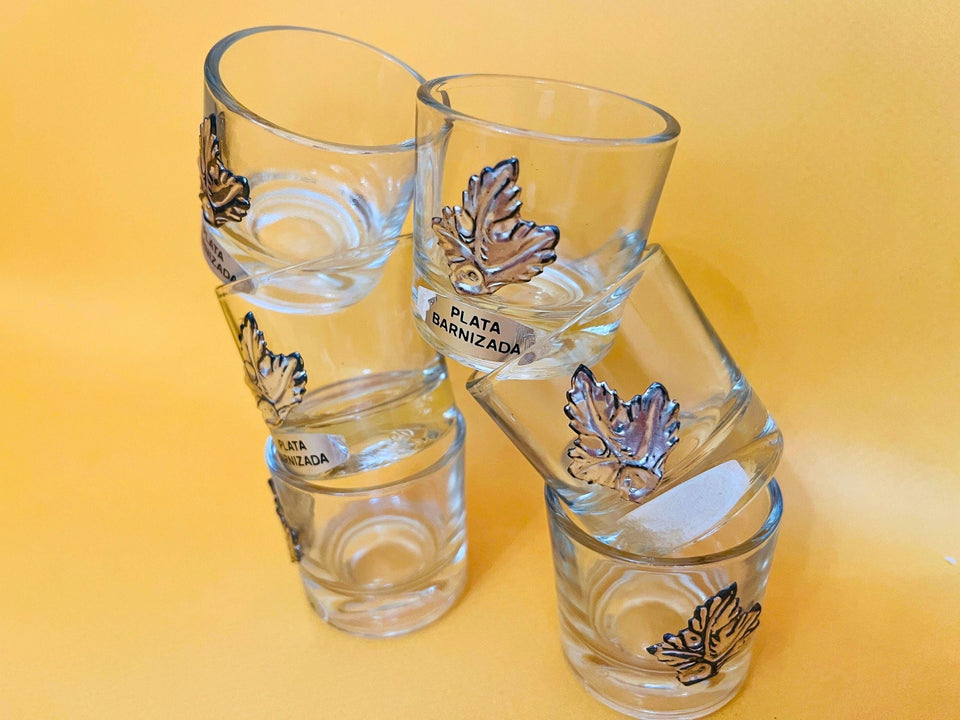 Vintage Spanish Silvered Shot Glass Set - Mid-Century Silver-Plated Barware - Set of 6