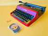 Working Typewriter Olivetti Lettera 32 Custom Painted Red and Black