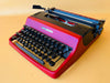 Working typewriter Olivetti Lettera 32 custom painted red and black main view