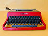 Working Typewriter Olivetti Lettera 32 Custom Painted Red and Black