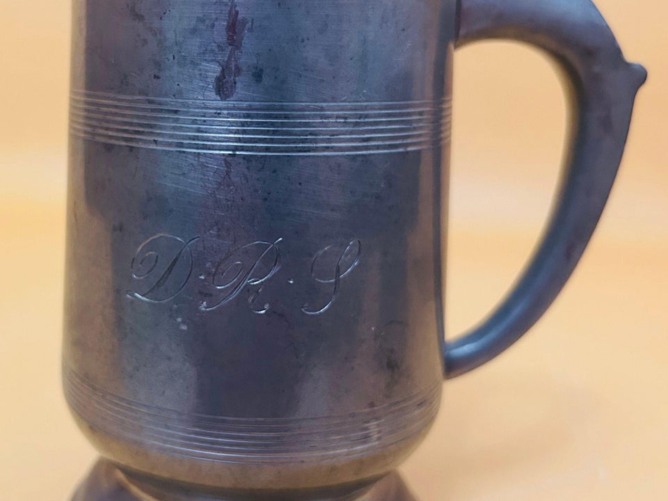 Vintage Pewter Beer Mugs (Set of 2) - Engraved Dragon Tankards - Medieval Style Barware