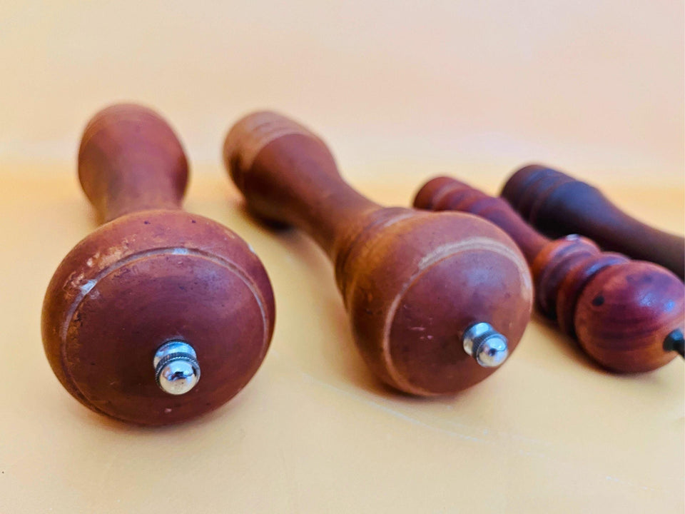 Vintage Marlux Pepper Grinder Set – 4 Mid-Century Modern Wooden Spice Mills