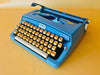 Brother Opus 885 blue portable typewriter QWERTY