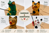 Hand-Carved Wooden Cat Figurines (Set of 4) - Rustic Folk Art Sculptures - Small Animal Decor
