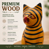Hand-Carved Wooden Cat Figurines (Set of 4) - Rustic Folk Art Sculptures - Small Animal Decor
