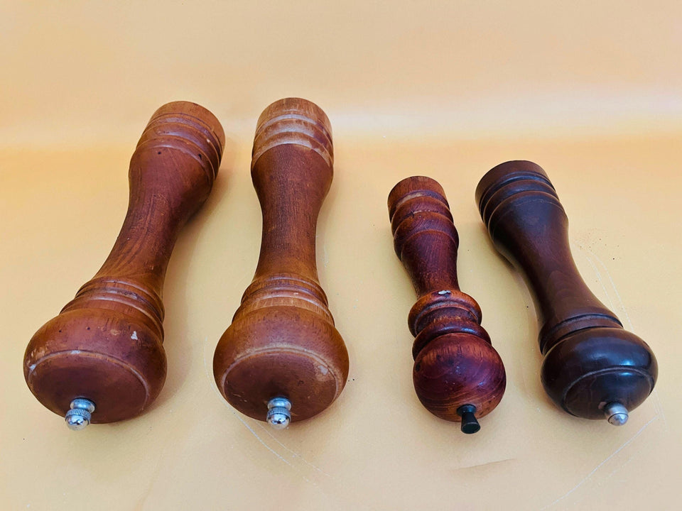 Vintage Marlux Pepper Grinder Set – 4 Mid-Century Modern Wooden Spice Mills