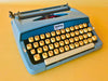 Brother Opus 885 Typewriter – 1970s Blue Manual Portable Typewriter from Japan
