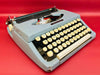 Brother Blue Metal Typewriter - Working 1970s Manual Machine - AZERTY with Case
