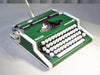 Olympia Traveller De Luxe Typewriter – 1970s Green Portable Manual Typewriter with Case