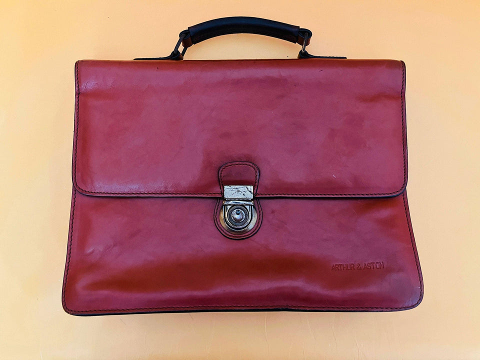 Arthur & Aston brown leather briefcase vintage style