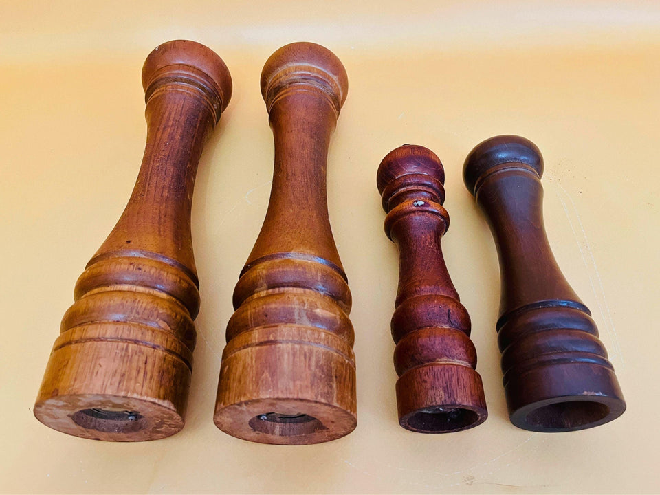 Vintage Marlux Pepper Grinder Set – 4 Mid-Century Modern Wooden Spice Mills
