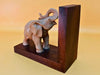 Vintage Wooden Elephant Bookend | Hand-Carved Animal Shelf Organizer | Rustic Desk Accessory