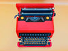 Olivetti Valentine keyboard detail QZERTY keys close-up red design