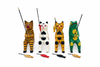 Hand-Carved Wooden Cat Figurines (Set of 4) - Rustic Folk Art Sculptures - Small Animal Decor