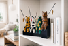 Hand-Carved Wooden Cat Figurines (Set of 4) - Rustic Folk Art Sculptures - Small Animal Decor